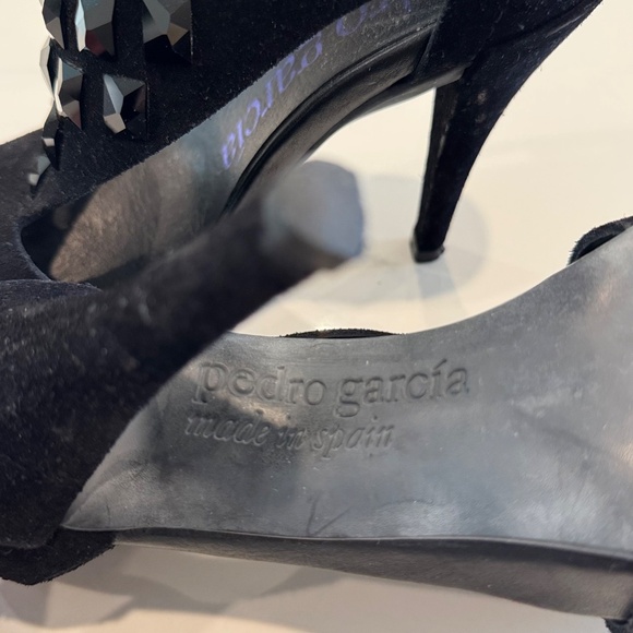 Pedro Garcia “Precious” Black Suede Open-Toe Heels – Size 5.5 US – Pre-Owned - Picture 8 of 16